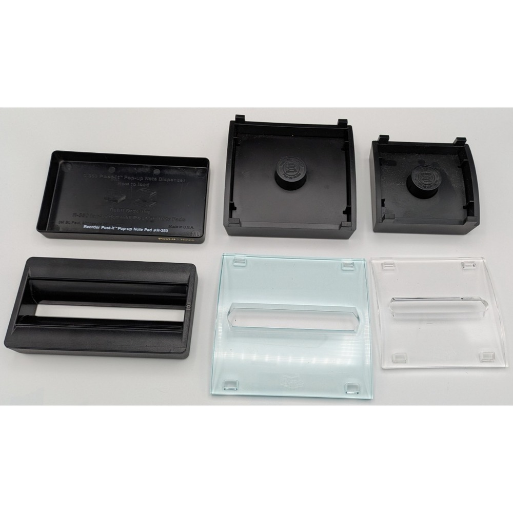3M Post-It Note‎ Dispensers (3) 3x3, 4x4, 3x5 Black Weighted 1 Hand Use No Scoot